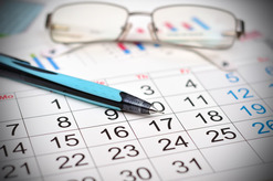 Calendar, Pen, and Glasses